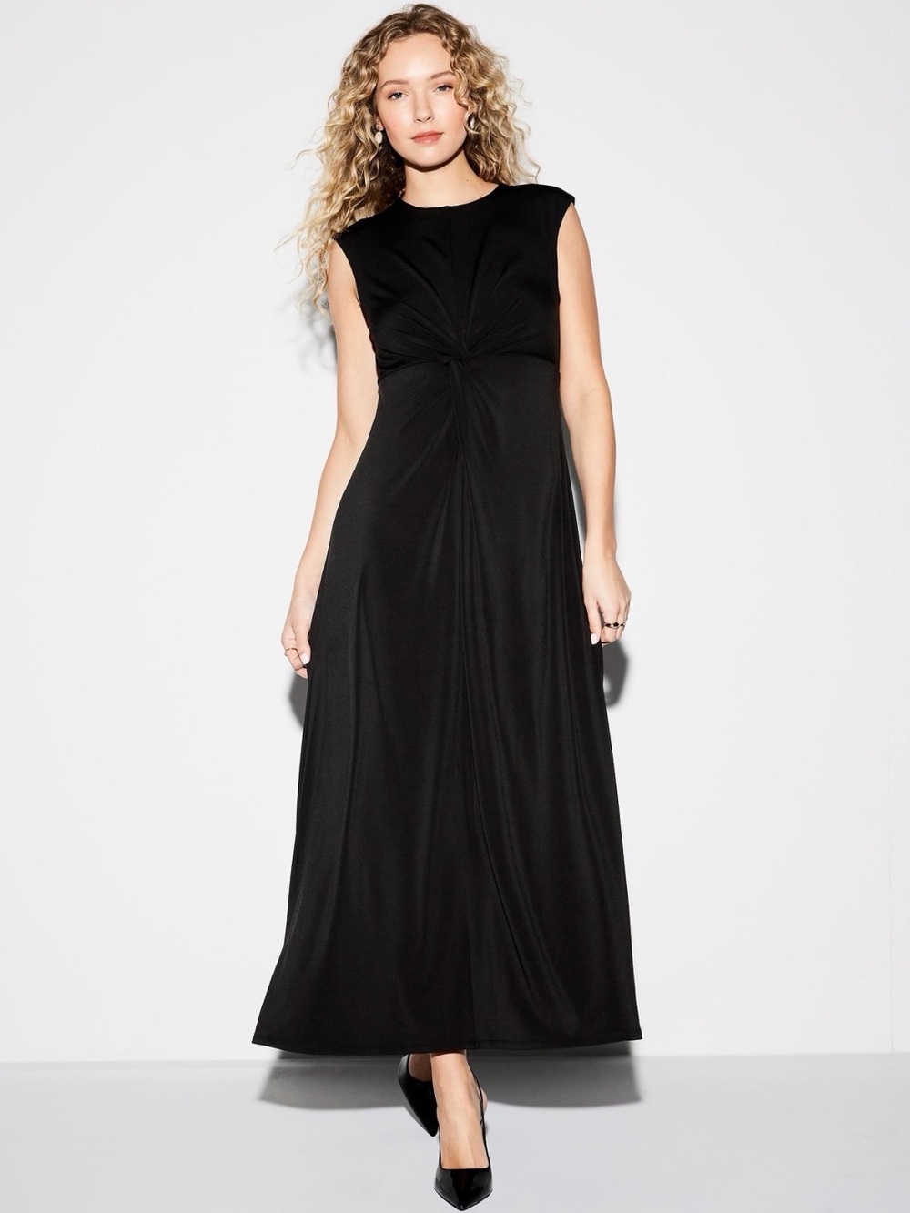 Old Navy Black Twist-Front Sleeveless Maxi Dress